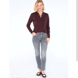 CABI Button Fly Straight Leg Jeans Gray Sz 6 #4520 EUC